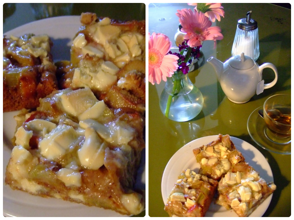 Rhubarb and White Chocolate Blondies