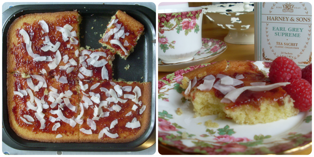 Raspberry and Coconut Traybake