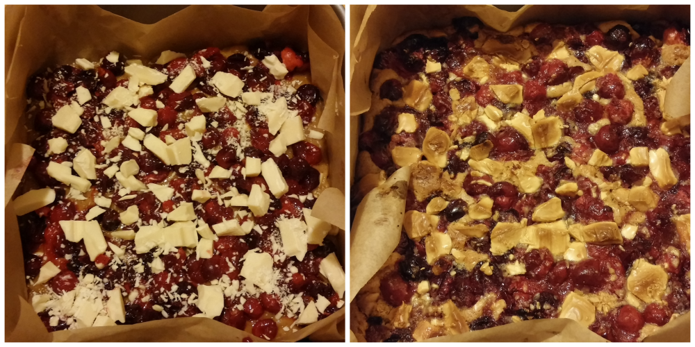 Blondies before and after oven