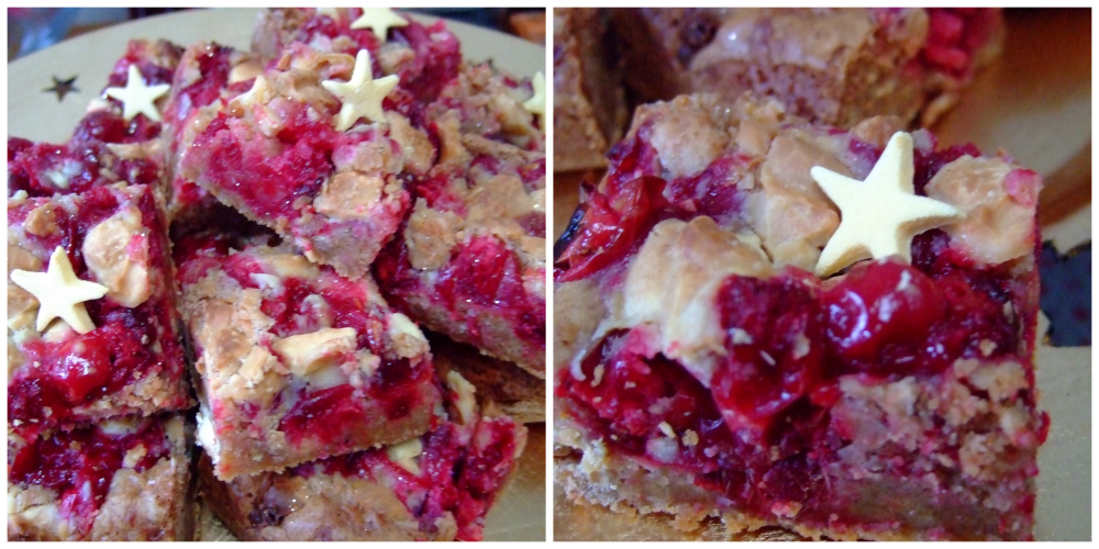 Cranberry and white chocolate blondies 