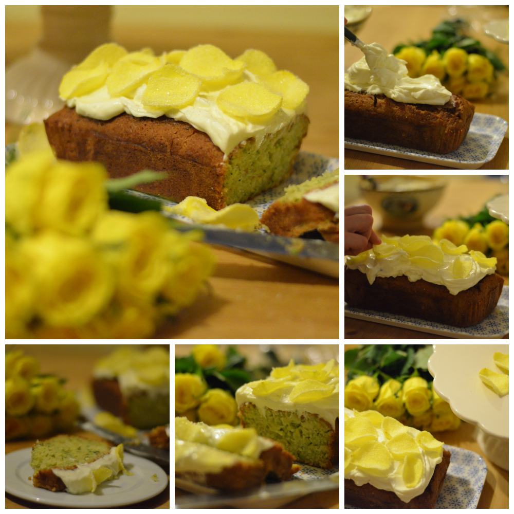 Sliced courgette cake