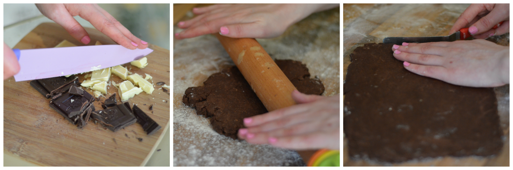 Rolling the choc dough