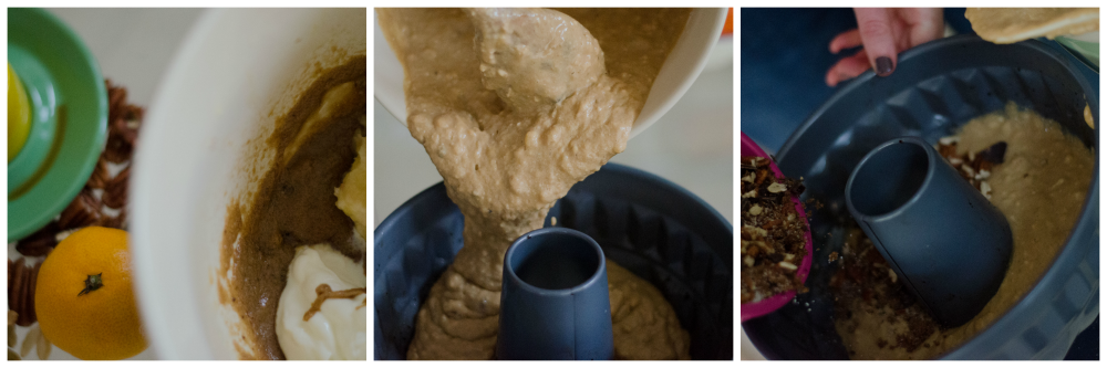 filling bundt tin