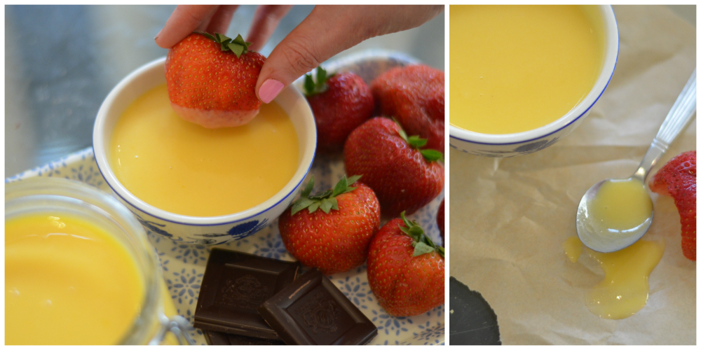 Curd and strawberries